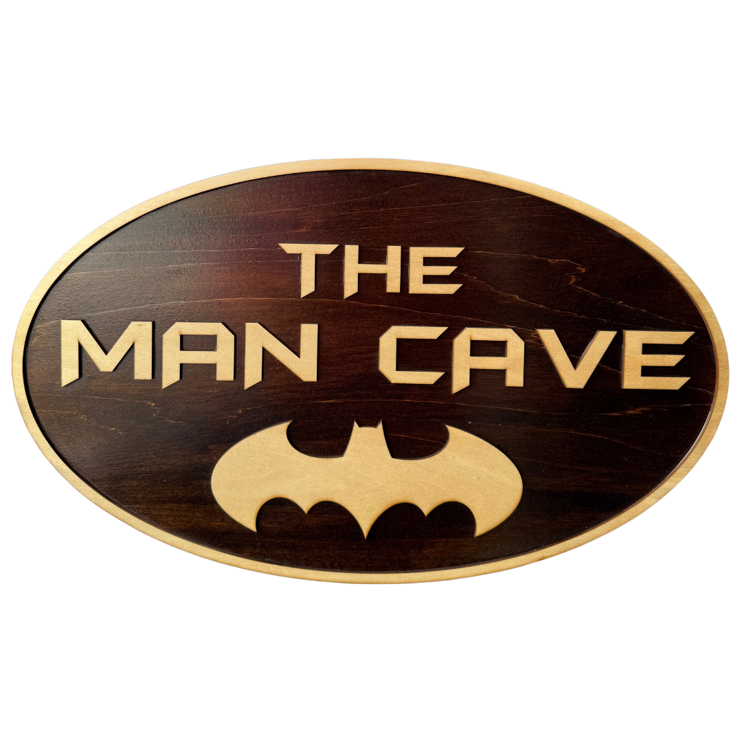 Rustic Wooden Man Cave Sign – “Man Cave -Batman”