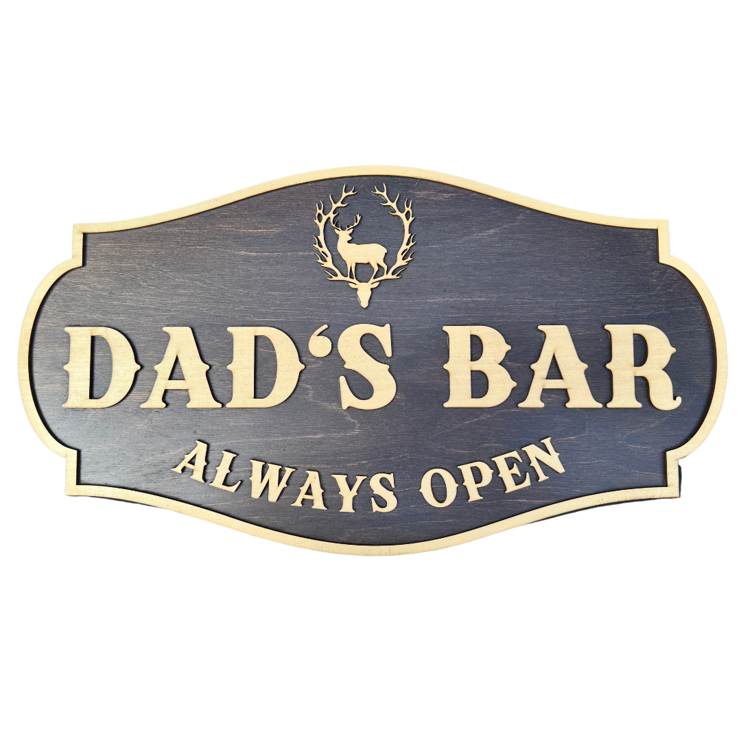 Rustic Wooden Man Cave Sign – “Dad's Bar"