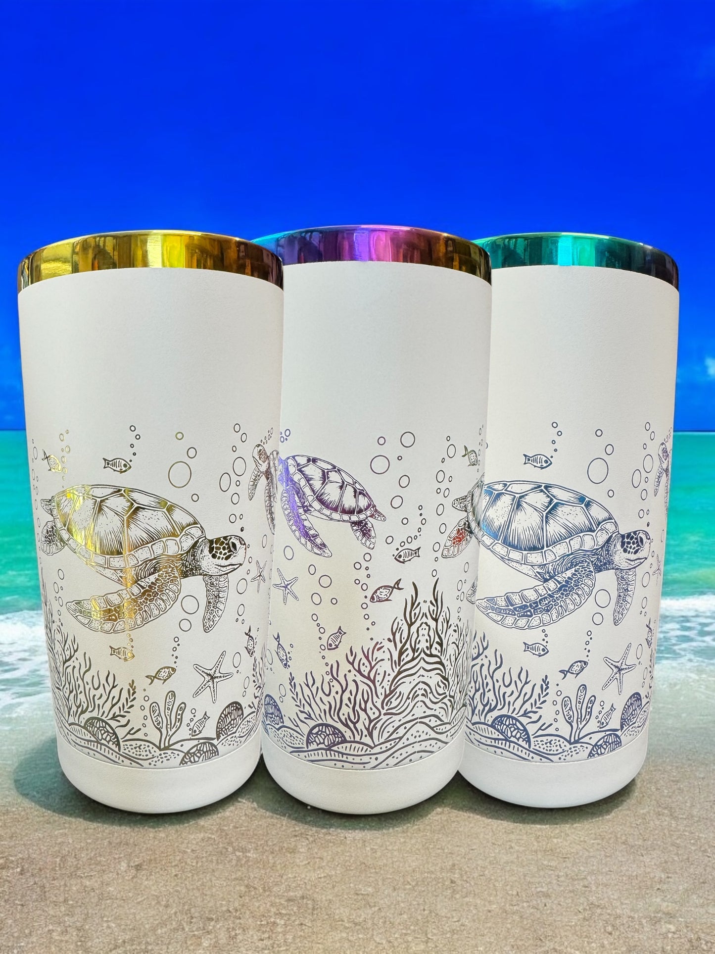 20oz ‘oil slick’ sea turtle wrap