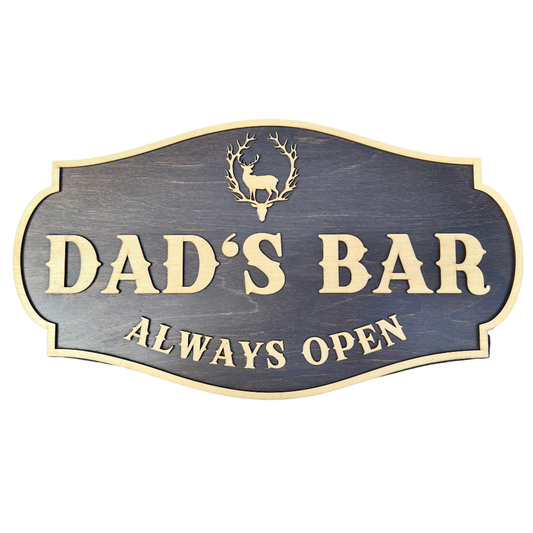 Rustic Wooden Man Cave Sign – “Dad's Bar"